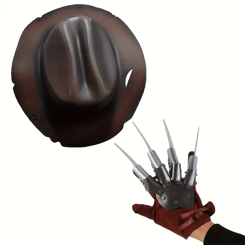 Accesorios Freddy Krueger – Sombrero y Guante con Cuchillas para Halloween