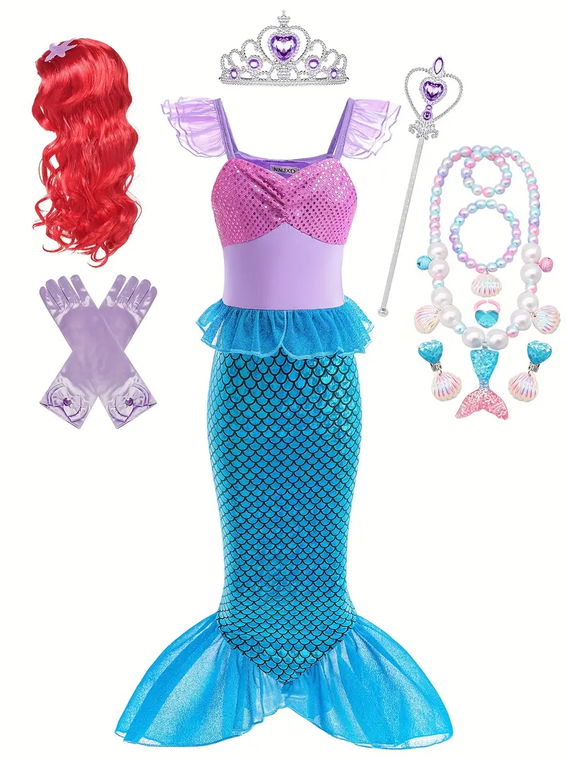 Disfraz Sirenita Ariel Niñas con Accesorios y Peluca