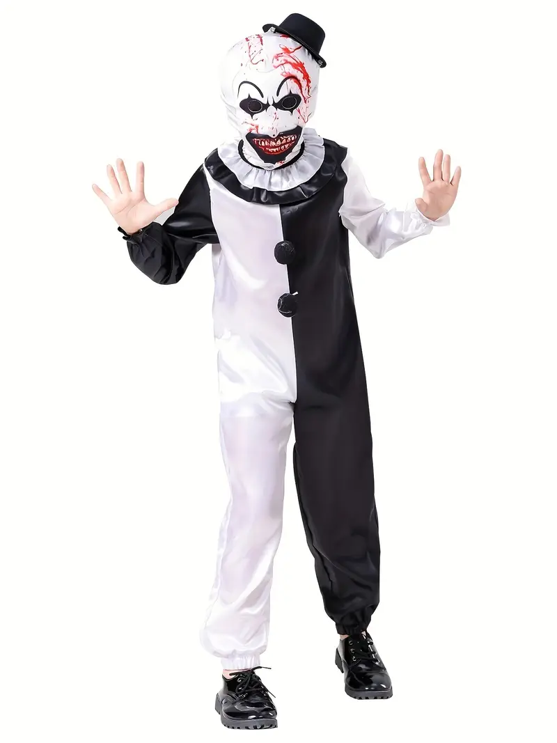 Disfraz de Art the Clown para Niño – Payaso de Terror Terrifier con Máscara y Sombrero (Niños)