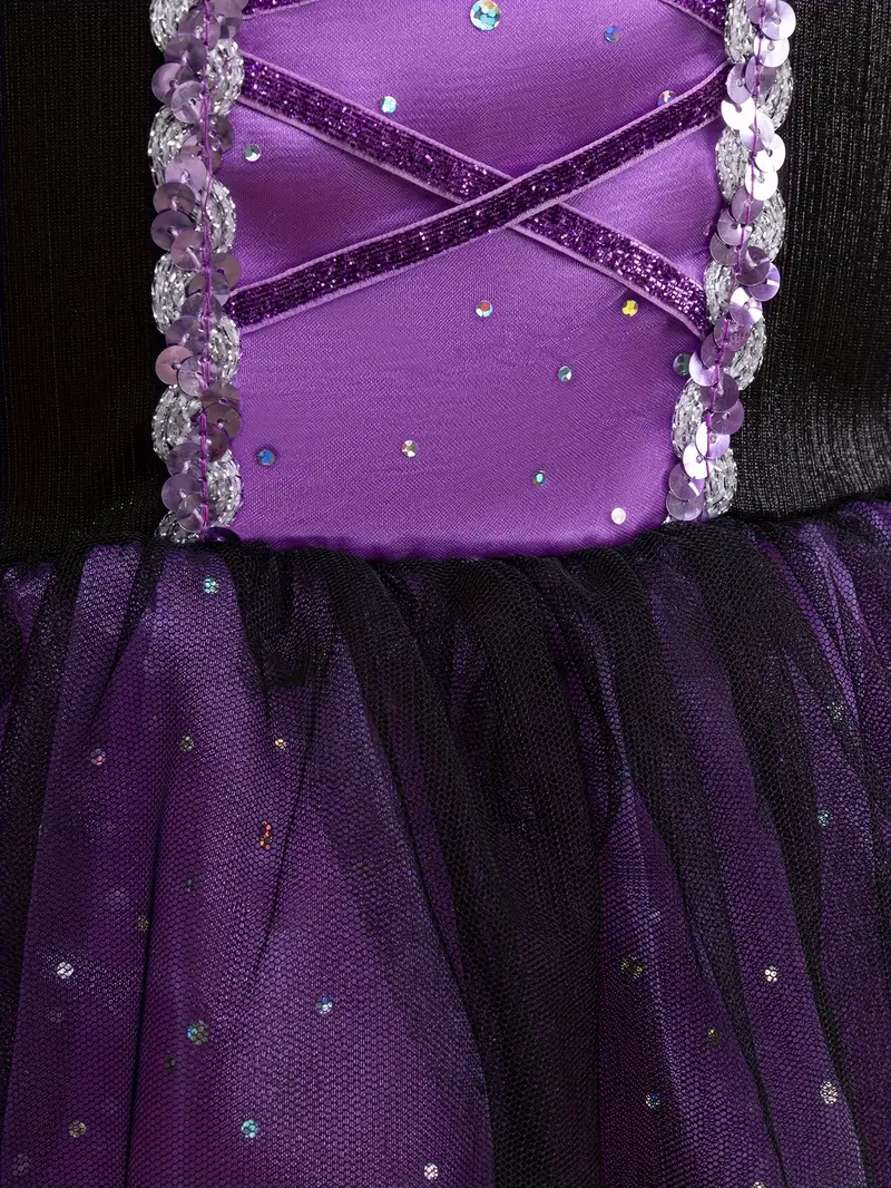 Disfraz de Bruja Morado con Sombrero para Niñas miniatura 3