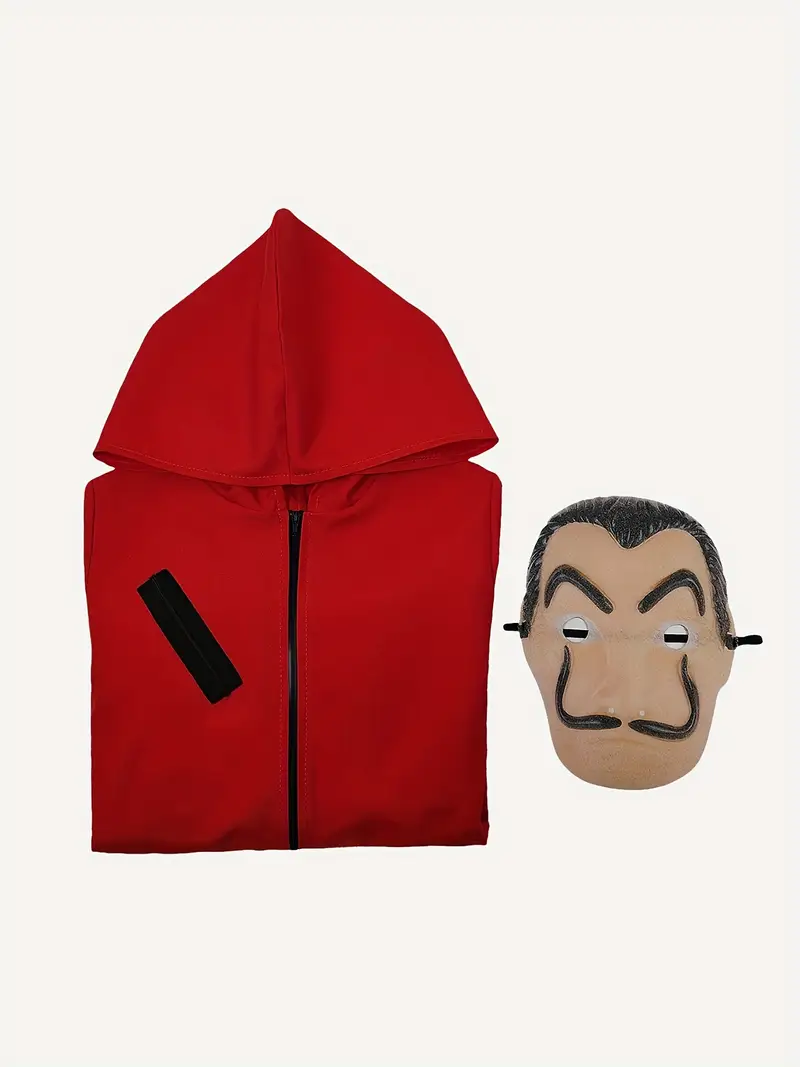 Disfraz La Casa de Papel Infantil – Mono Rojo con Capucha y Máscara de Dalí (Niños) miniatura 2