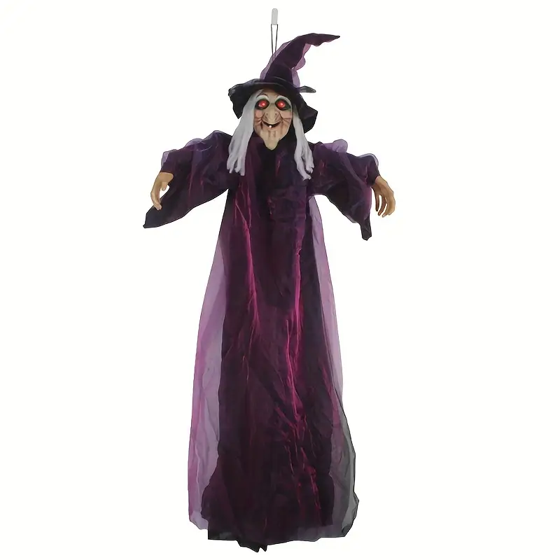 Decoración de Bruja Halloween con Ojos Brillantes y Sonido – 180 cm a Pilas
