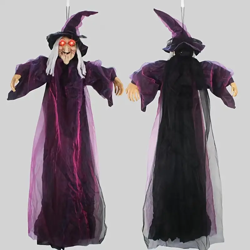 Decoración de Bruja Halloween con Ojos Brillantes y Sonido – 180 cm a Pilas miniatura 2