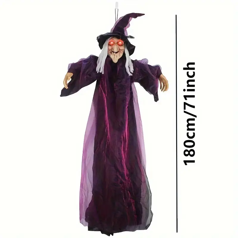 Decoración de Bruja Halloween con Ojos Brillantes y Sonido – 180 cm a Pilas miniatura 3