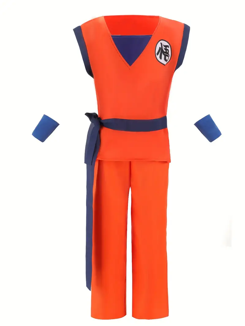 Disfraz de Goku Infantil – Traje Naranja con Cinturón y Muñequeras (Dragon Ball Z)