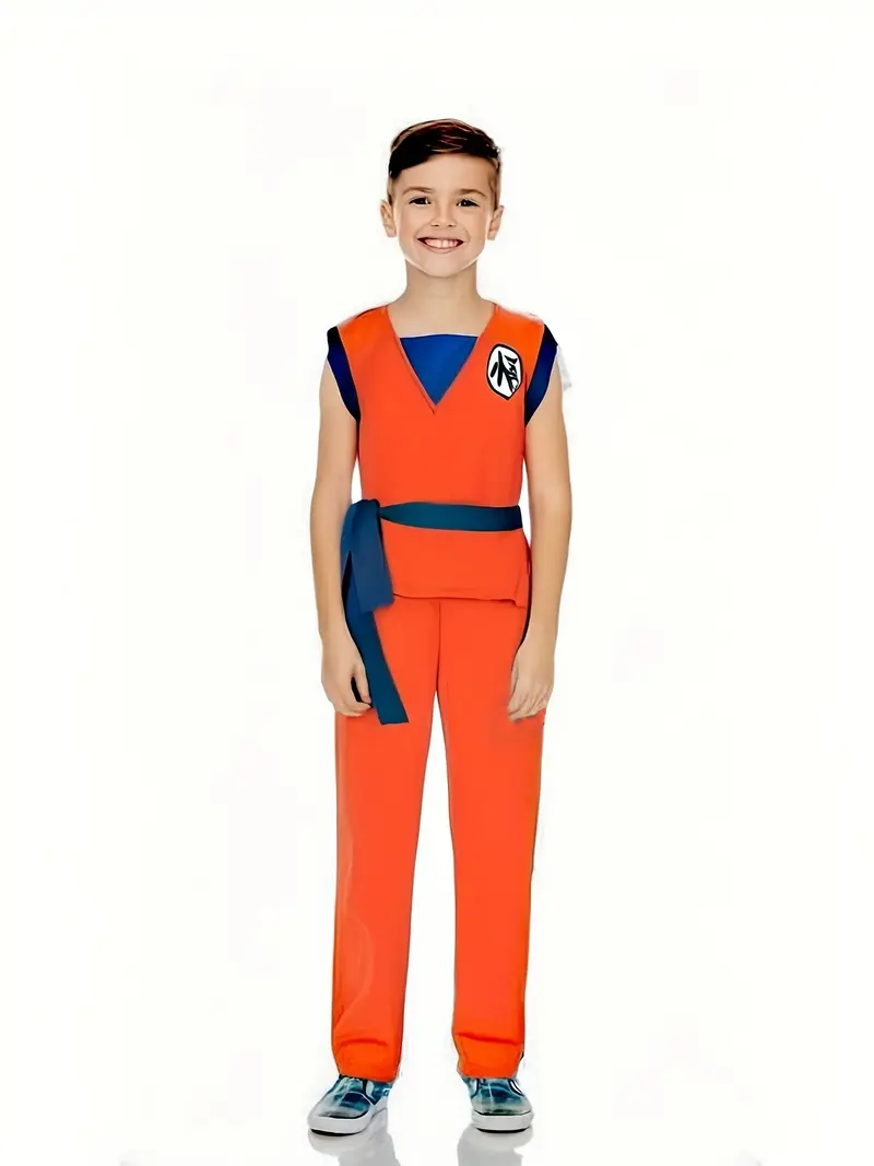 Disfraz de Goku Infantil – Traje Naranja con Cinturón y Muñequeras (Dragon Ball Z) miniatura 2