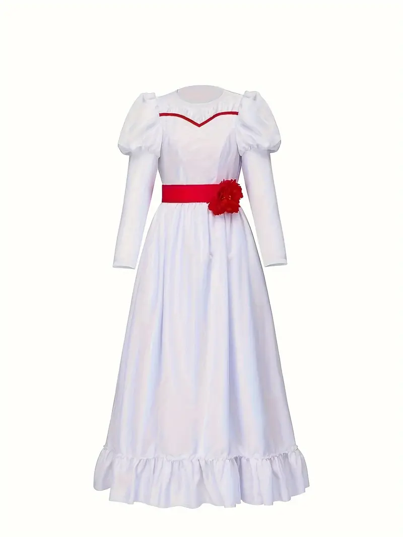 Disfraz de Annabelle Mujer – Vestido Blanco con Lazo Rojo