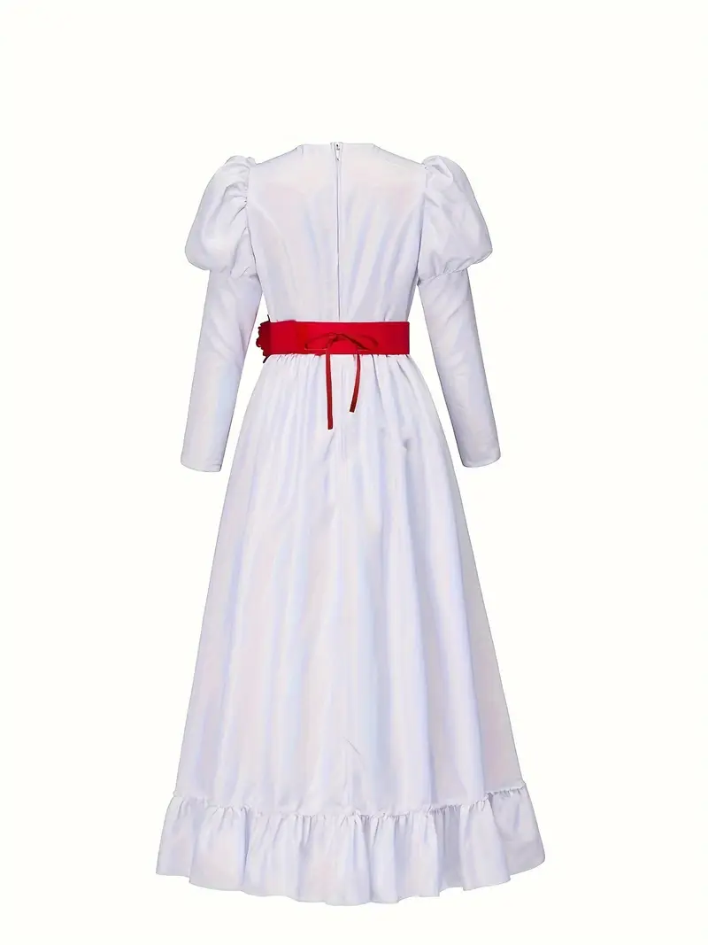 Disfraz de Annabelle Mujer – Vestido Blanco con Lazo Rojo miniatura 2