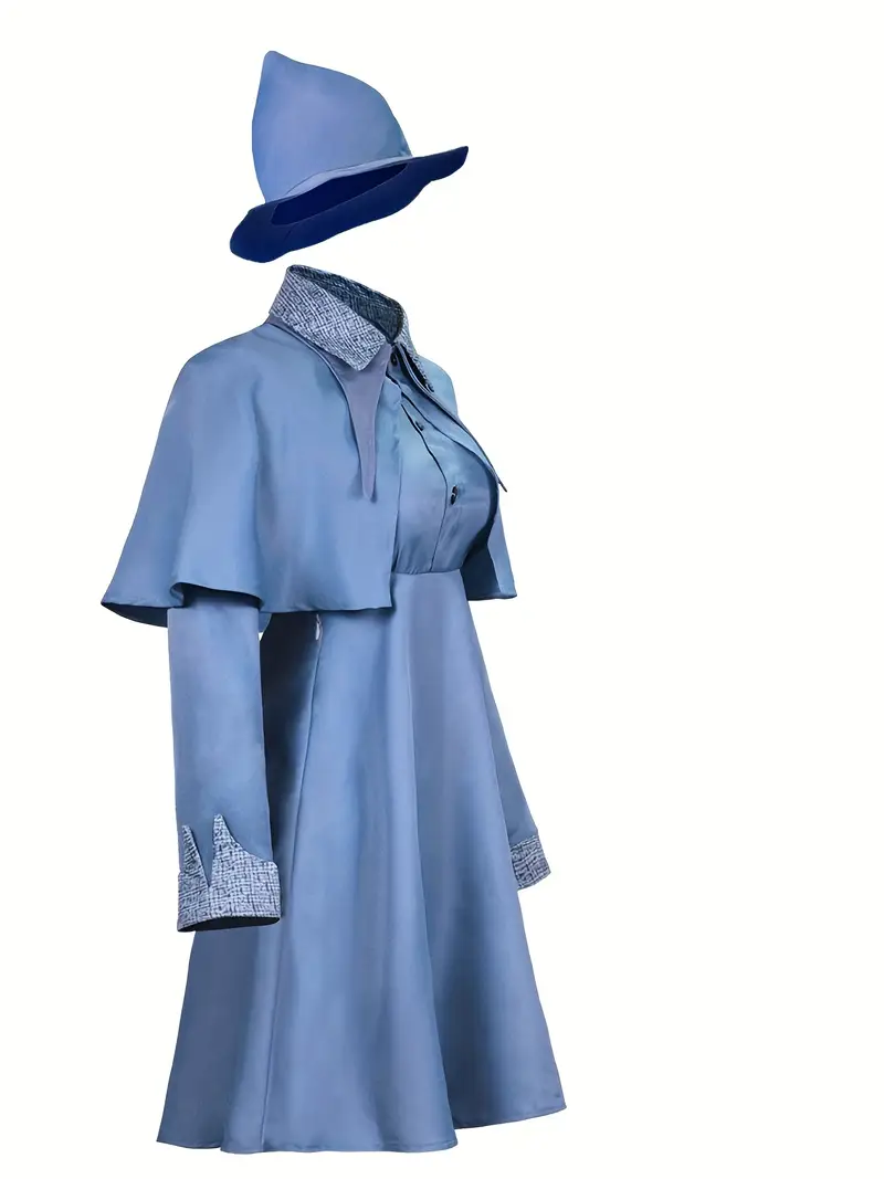 Disfraz Beauxbatons Harry Potter para Mujer – Vestido Azul con Capa y Sombrero 💙 | La Cueva del Terror miniatura 2