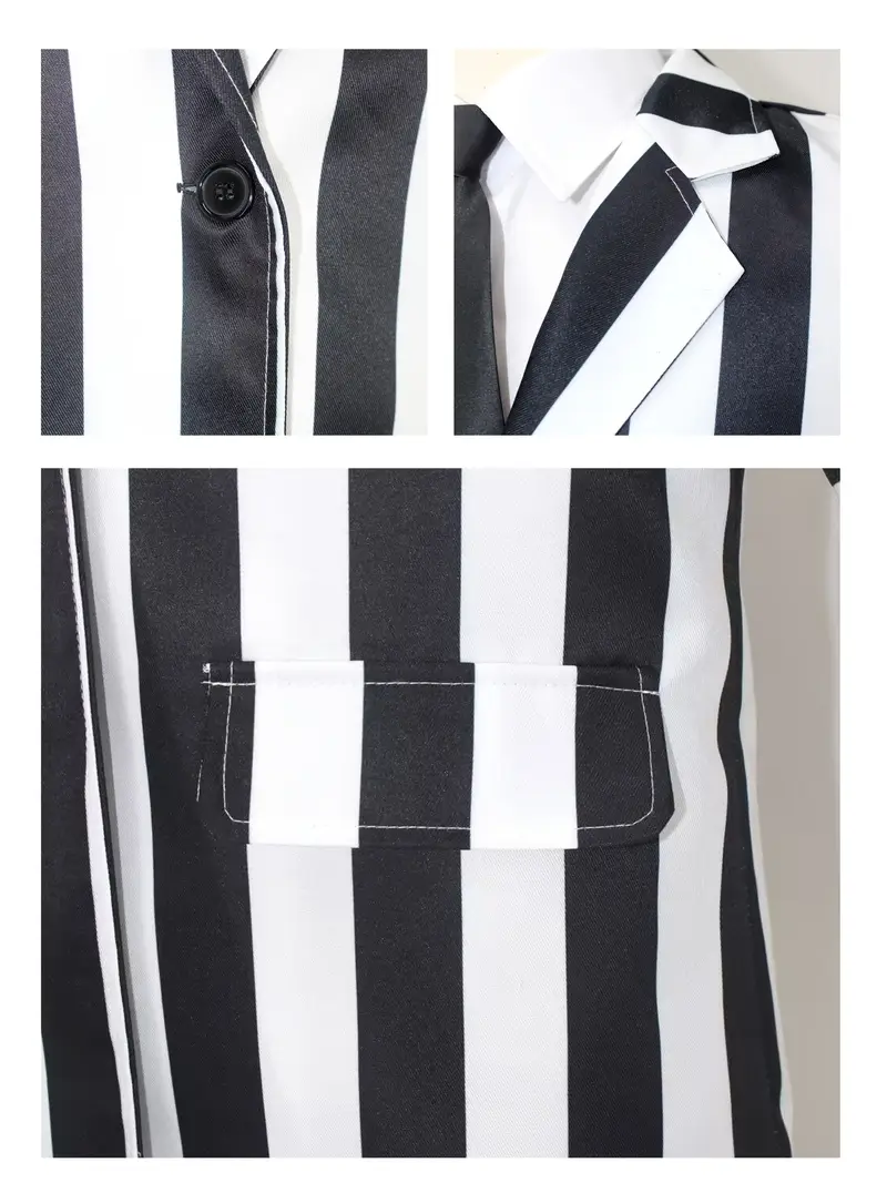 Disfraz de Beetlejuice para Niño – Traje a Rayas Blancas y Negras con Corbata 🎩 miniatura 3