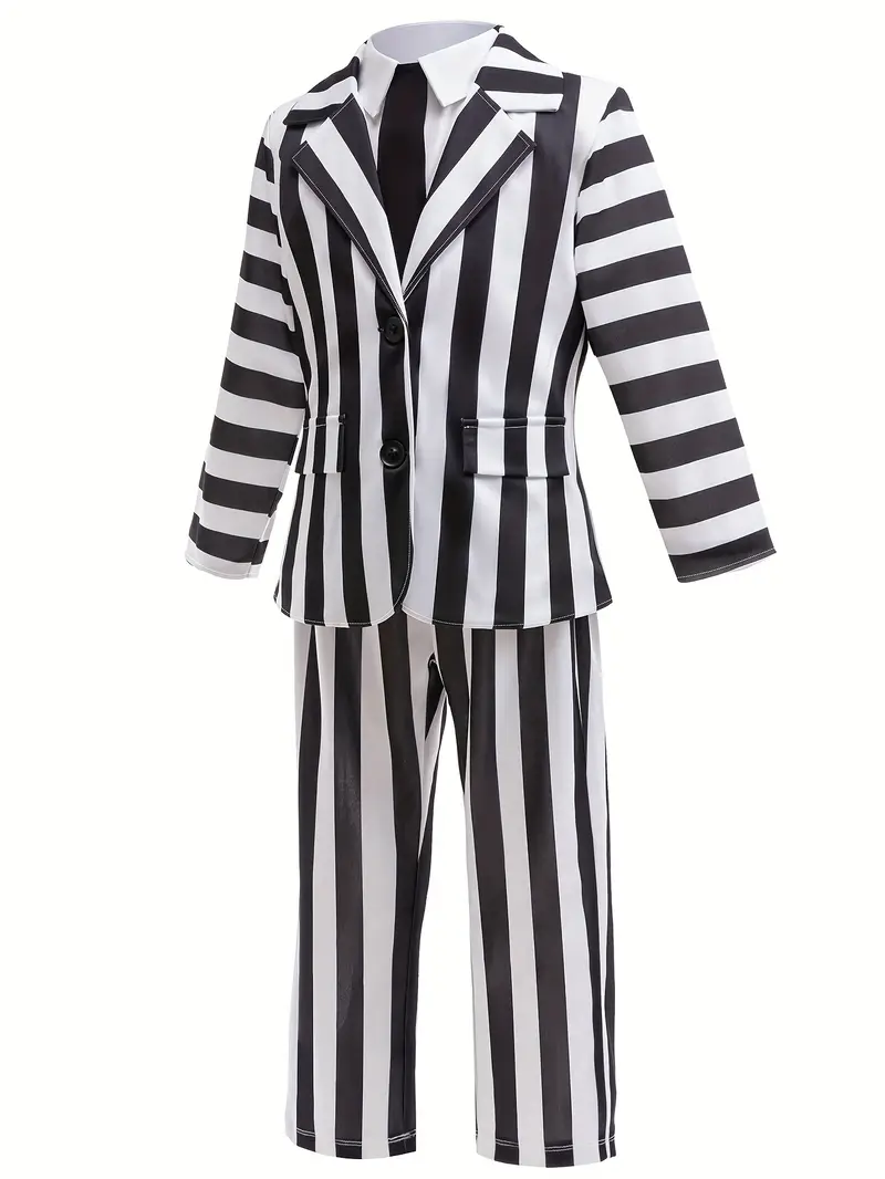 Disfraz Completo de Beetlejuice para Adultos – Traje y Máscara con Pelo Verde 🎃 miniatura 2