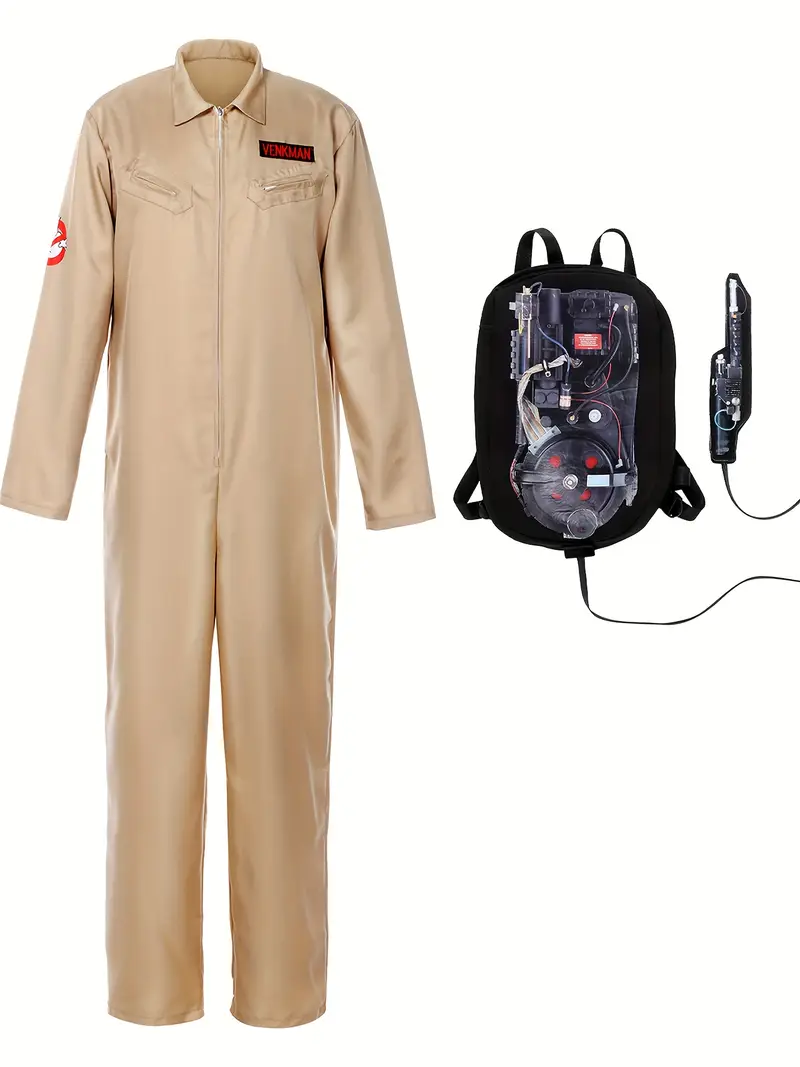Disfraz Cazafantasmas Hombre – Mono Beige con Mochila de Protones Halloween