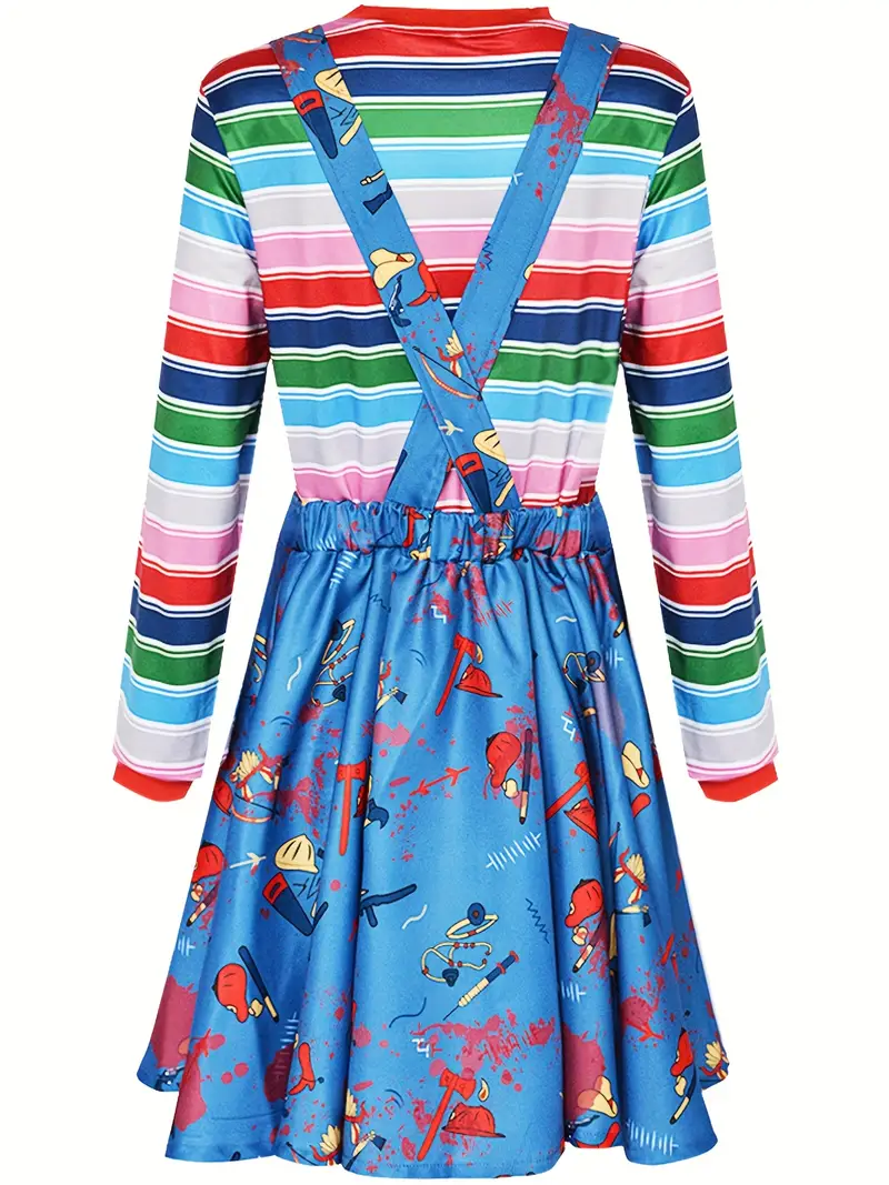 Disfraz de Chucky Mujer – Vestido Good Guys con Camiseta Rayada para Halloween miniatura 2
