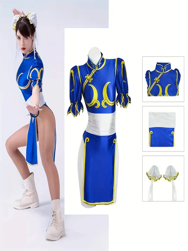 Disfraz de Chun-Li Mujer – Street Fighter Cosplay Azul | La Cueva del Terror