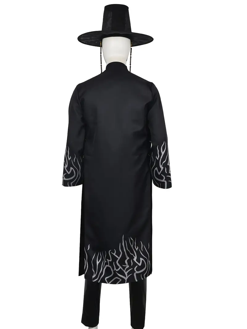 Disfraz de Geto Suguru Jujutsu Kaisen para Hombre – Traje Negro con Sombrero Tradicional ⚫ | La Cueva del Terror miniatura 3
