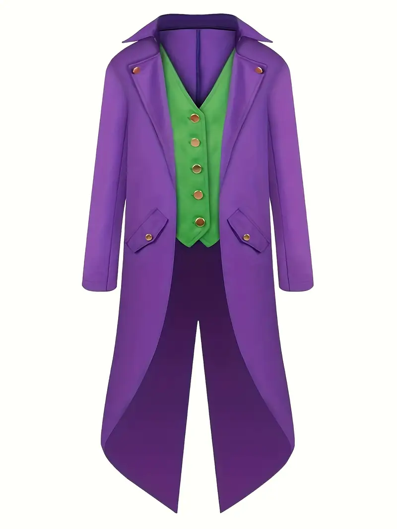 Disfraz Joker Hombre – Saco Morado con Chaleco Verde para Halloween y Cosplay