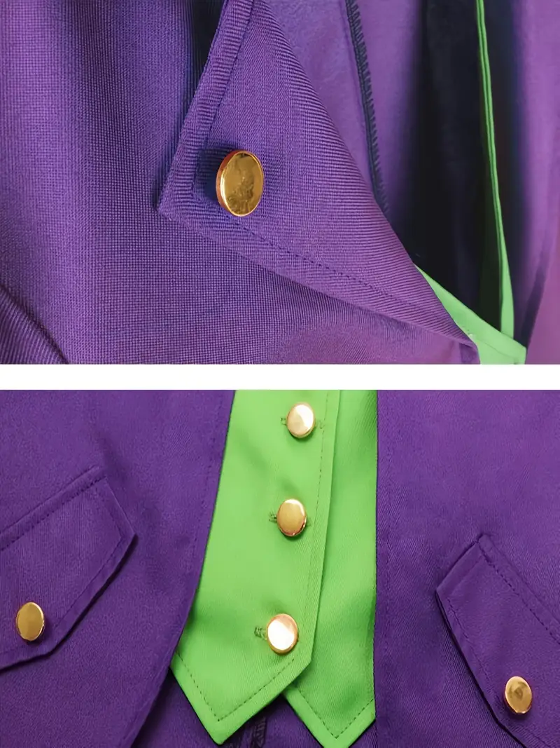 Disfraz Joker Hombre – Saco Morado con Chaleco Verde para Halloween y Cosplay miniatura 3