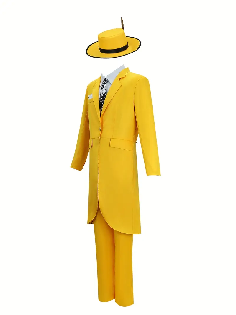Disfraz de La Máscara para Hombre – Traje Amarillo con Sombrero y Corbata 🎩 | La Cueva del Terror