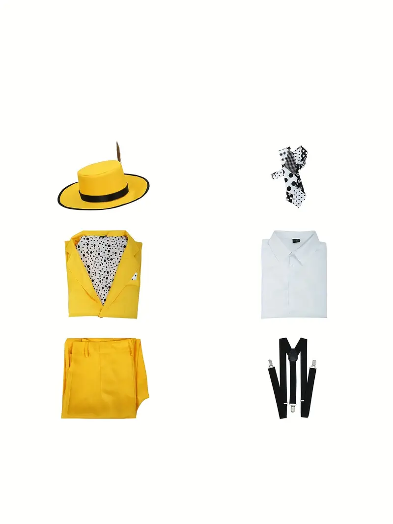 Disfraz de La Máscara para Hombre – Traje Amarillo con Sombrero y Corbata 🎩 | La Cueva del Terror miniatura 3