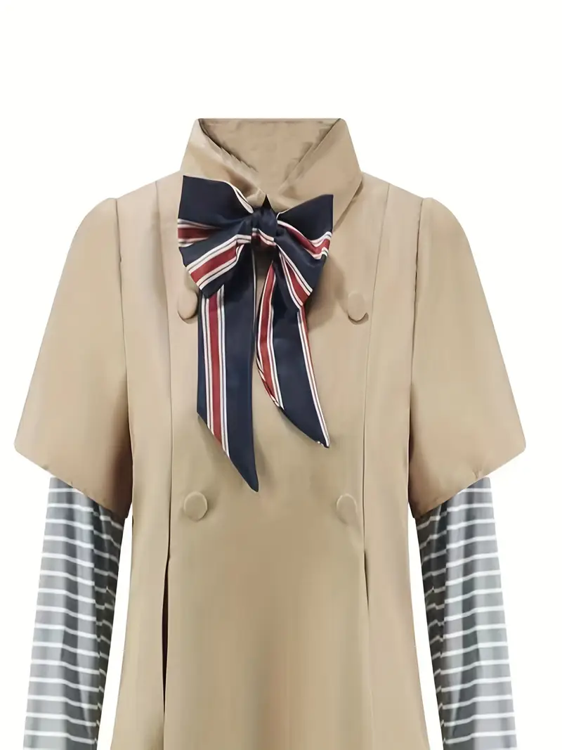 Disfraz de Megan para Mujer – Vestido Beige con Lazo 🎀 | Halloween 2025 miniatura 2