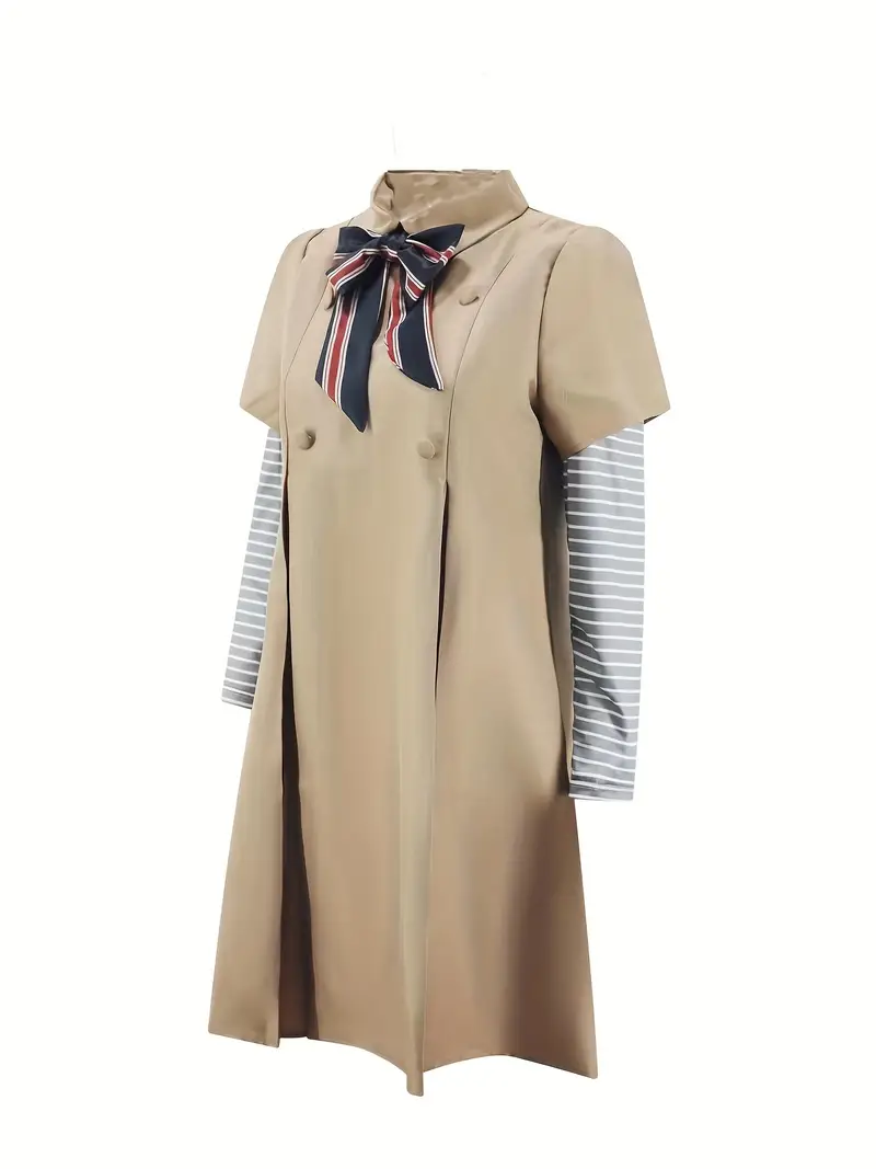 Disfraz de Megan para Mujer – Vestido Beige con Lazo 🎀 | Halloween 2025 miniatura 3