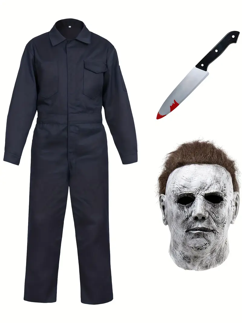 Disfraz de Michael Myers para Adultos – Overol Azul + Máscara y Cuchillo 🔪