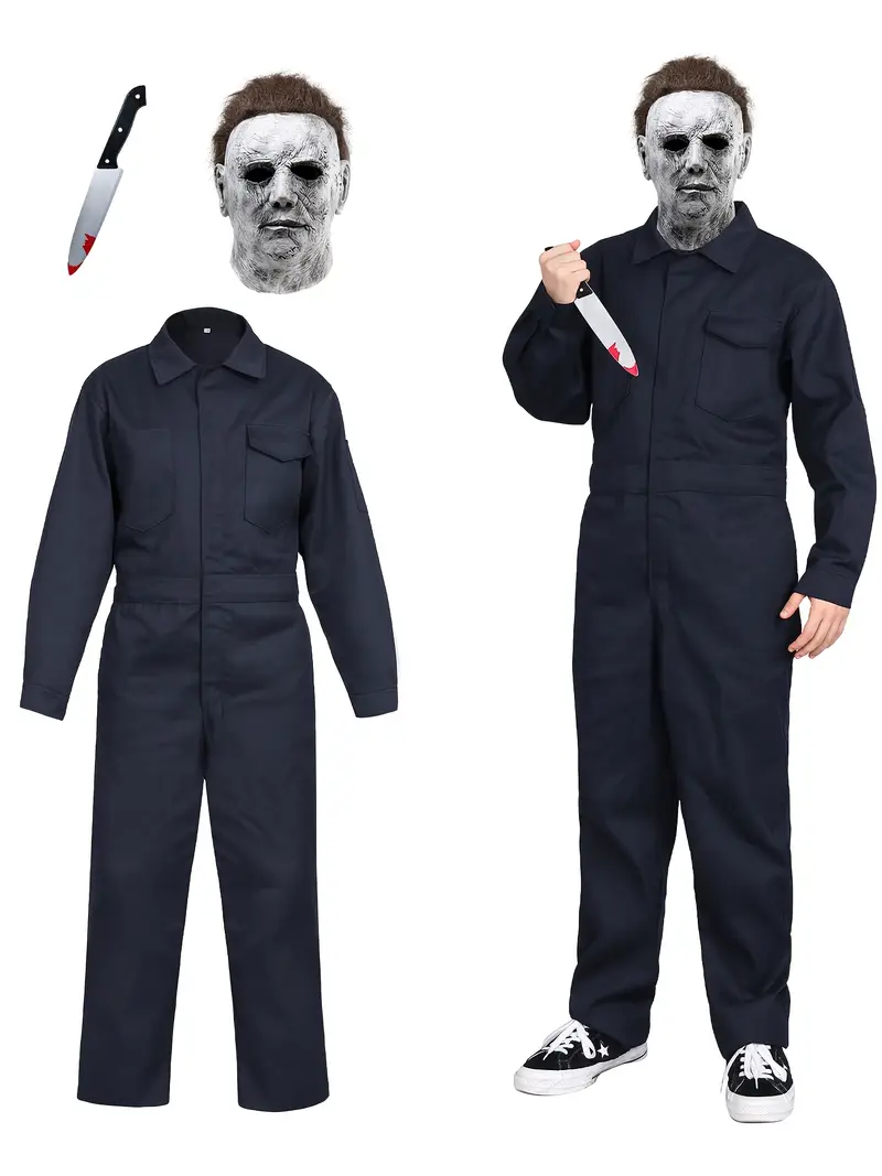 Disfraz de Michael Myers para Adultos – Overol Azul + Máscara y Cuchillo 🔪 miniatura 2