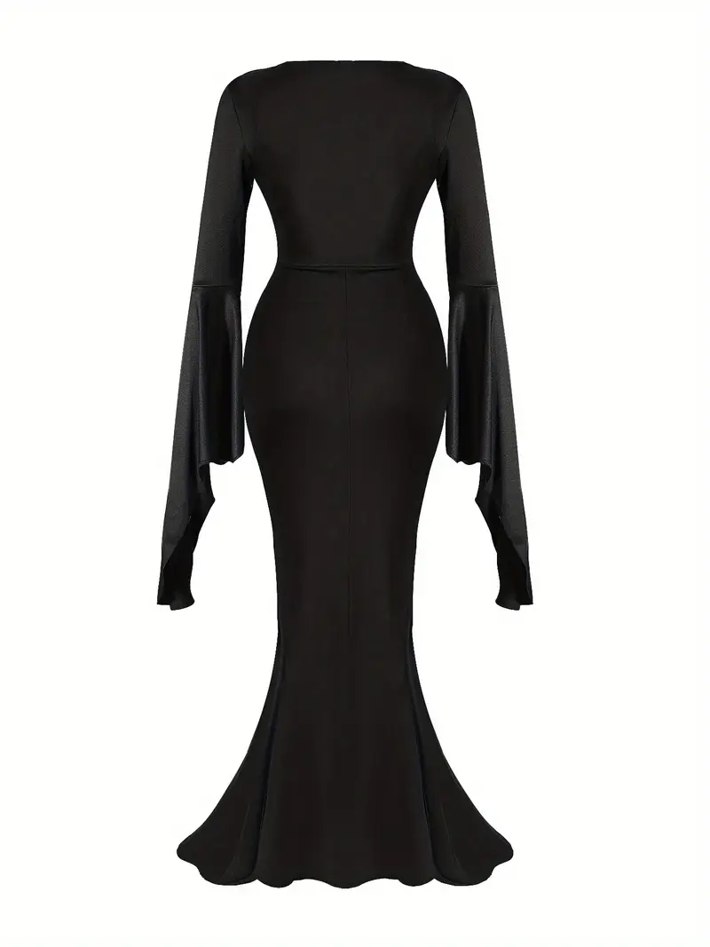 Disfraz Morticia Addams Mujer – Set Completo con Vestido, Peluca y Accesorios miniatura 3