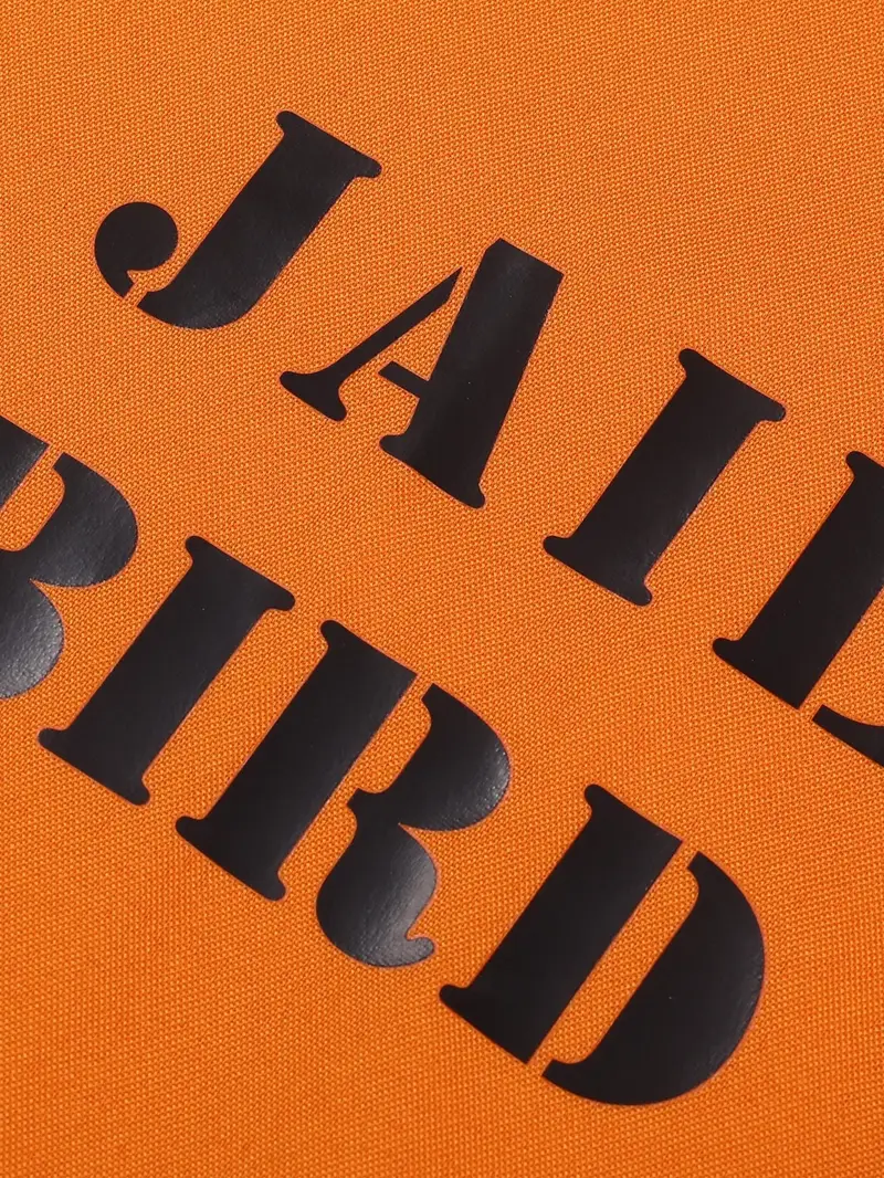 Disfraz de Prisionero Naranja Hombre – Overol Carcelario + Estampado “Jail Bird” miniatura 3