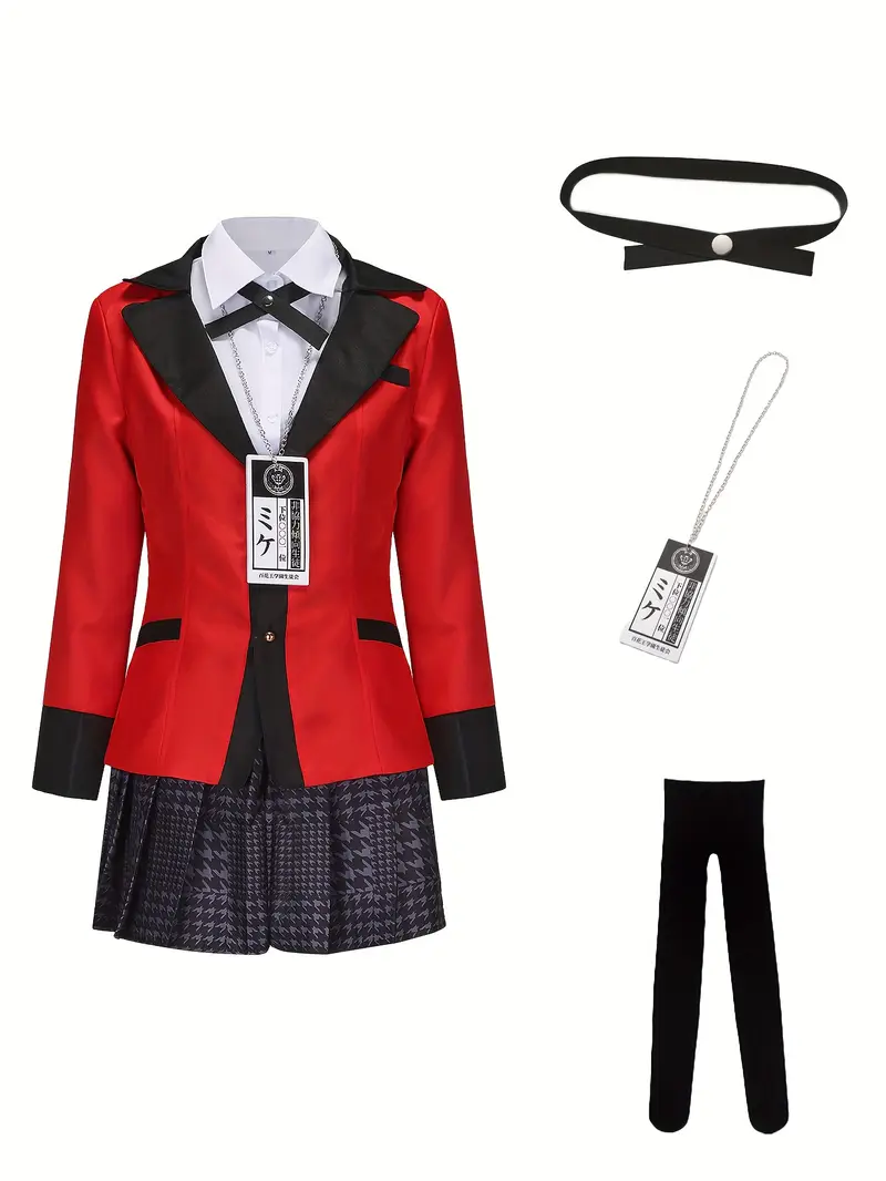 Disfraz de Yumeko Jabami Kakegurui para Mujer – Uniforme Escolar Rojo y Negro 🎴