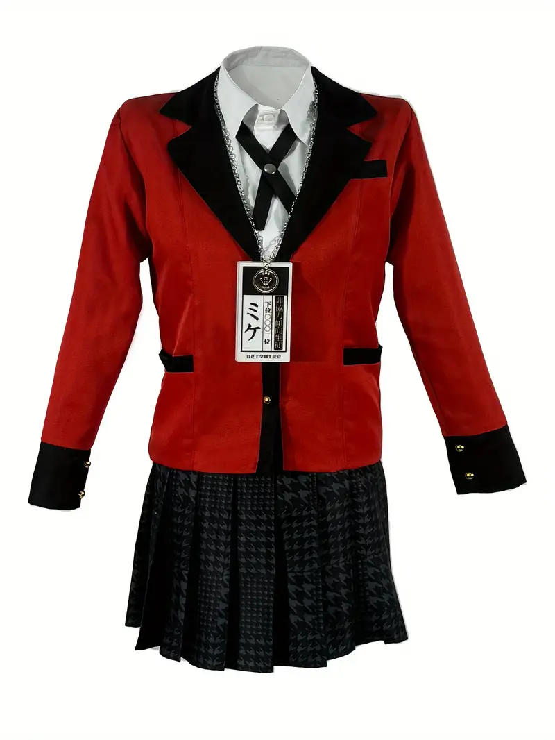 Disfraz de Yumeko Jabami Kakegurui para Mujer – Uniforme Escolar Rojo y Negro 🎴 miniatura 2