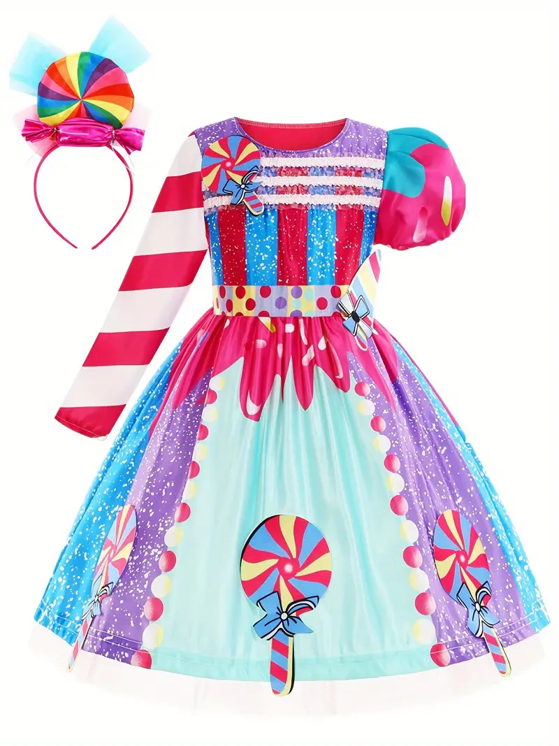 Disfraz de Dulces Colorido para Niñas con Diadema Halloween