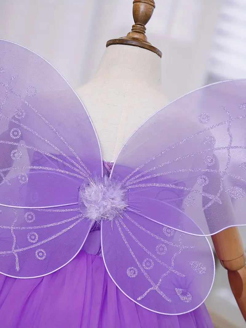 Disfraz de Hada Morada para Niña con Alas, Tiara y Vestido de Tul | Princesa Halloween miniatura 3