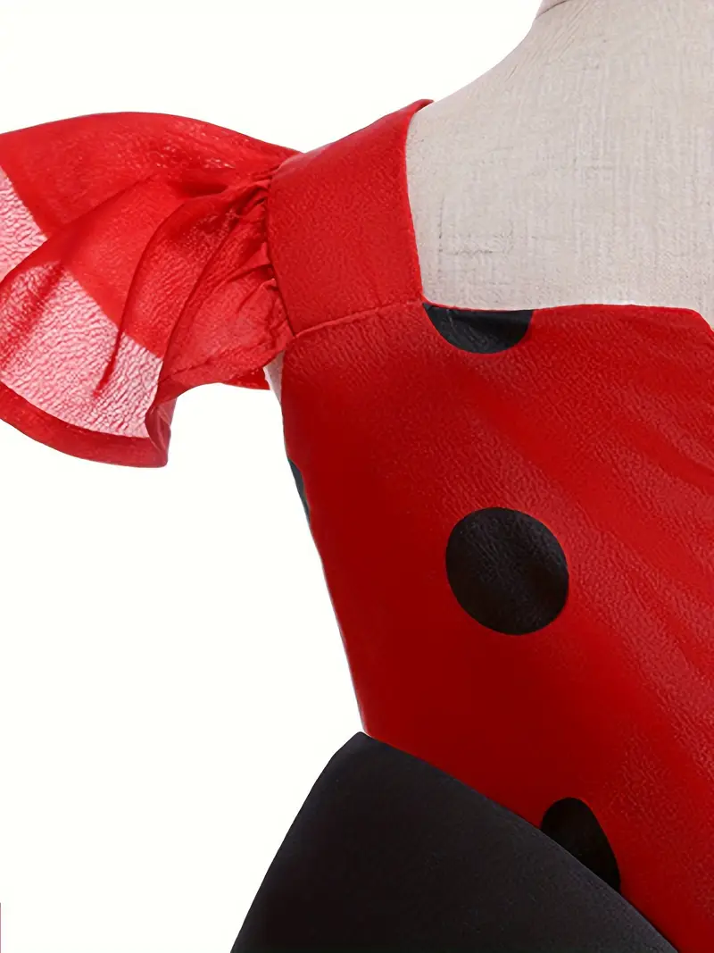 Disfraz Ladybug Niñas Vestido Rojo con Máscara Halloween miniatura 2