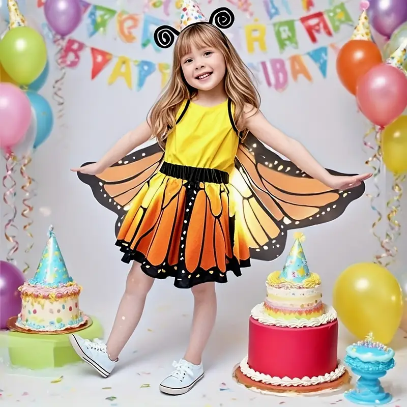 Disfraz de Mariposa para Niña con Alas, Falda y Accesorios | Halloween y Fiestas miniatura 2