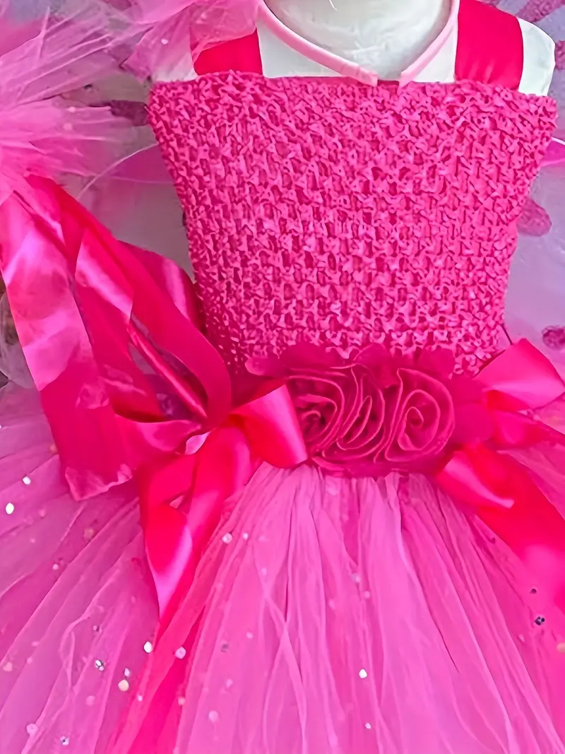 Disfraz de Hada Mariposa para Niña Rosa con Tul y Alas | Halloween y Cosplay miniatura 3