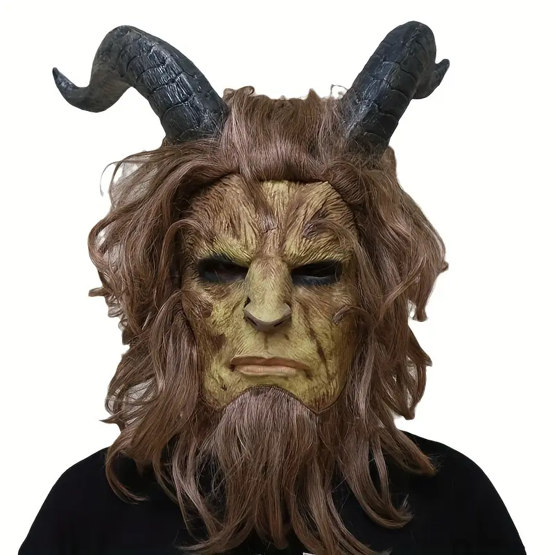 Máscara Demonio Bestia con Cuernos – Realista para Halloween y Cosplay