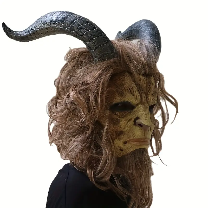 Máscara Demonio Bestia con Cuernos – Realista para Halloween y Cosplay miniatura 2