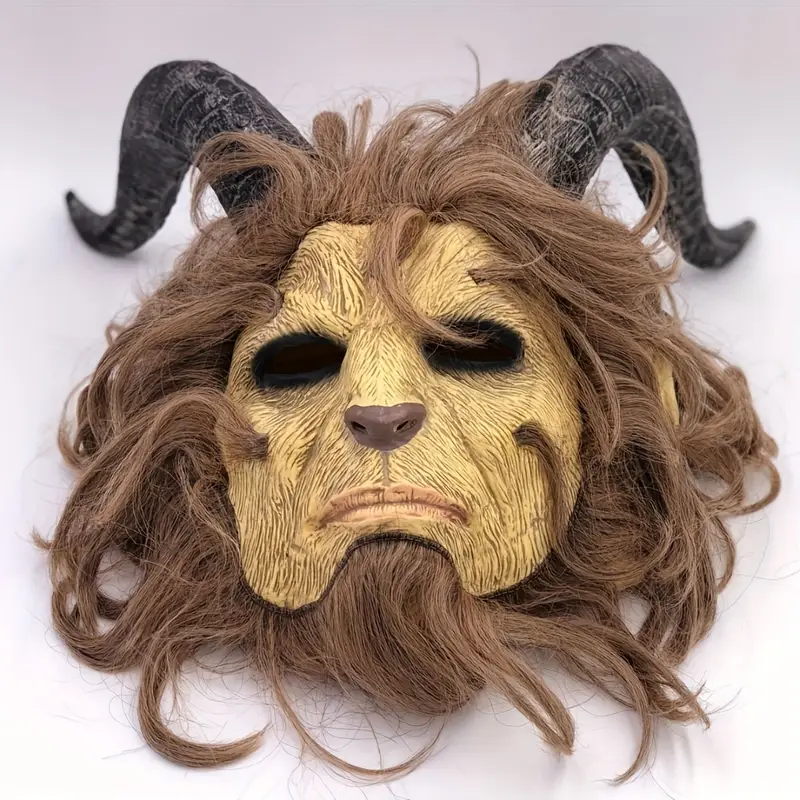 Máscara Demonio Bestia con Cuernos – Realista para Halloween y Cosplay miniatura 3