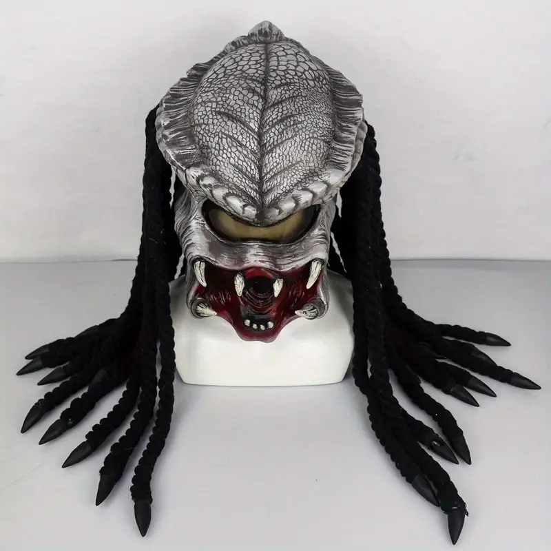 Máscara de Depredador Predator – Látex Realista con Trenzas y Detalles Alienígenas 👽 miniatura 2