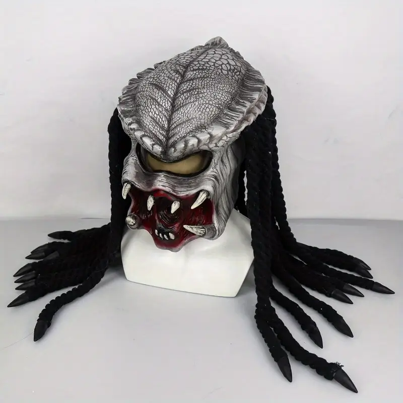 Máscara de Depredador Predator – Látex Realista con Trenzas y Detalles Alienígenas 👽 miniatura 3