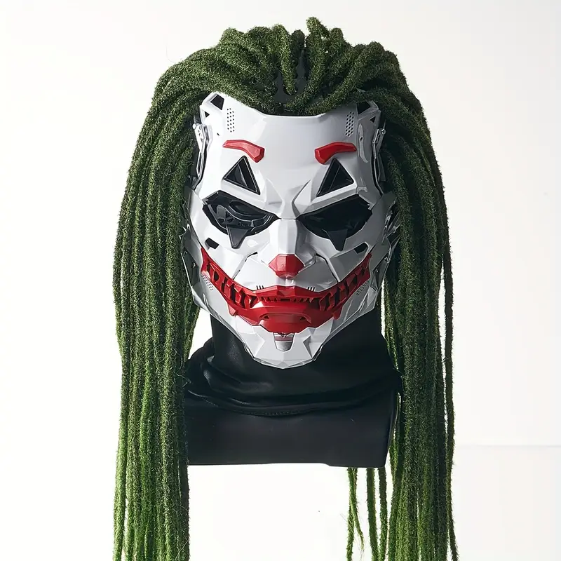Máscara de Payaso con Trenzas Verdes – Estilo Joker para Halloween