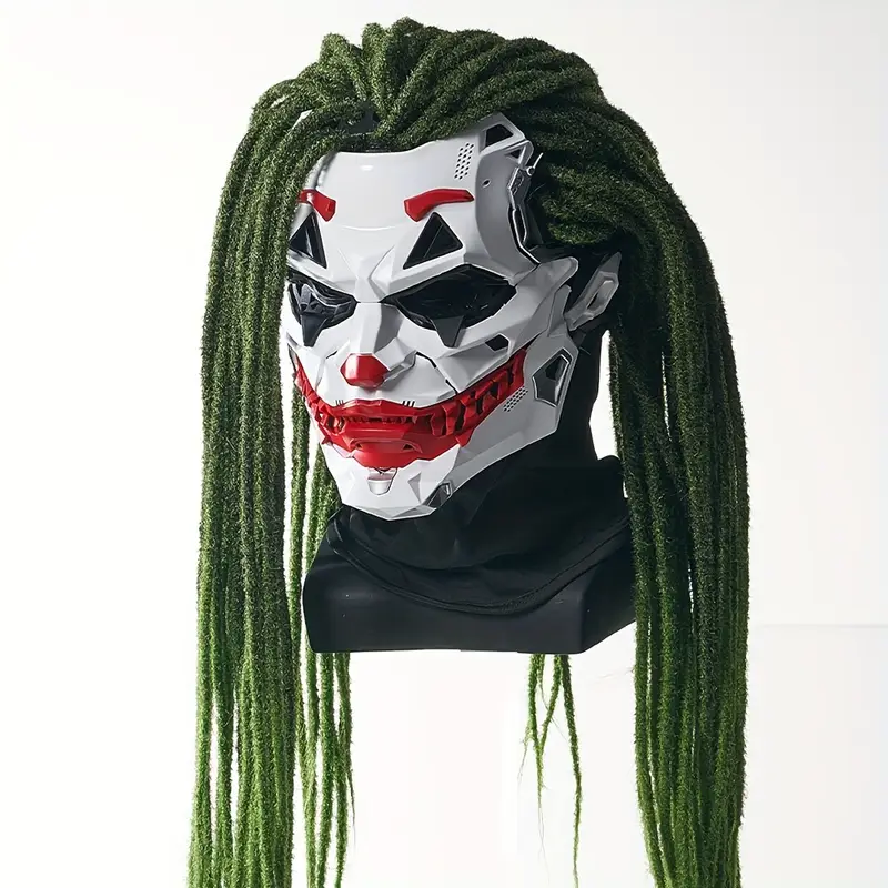 Máscara de Payaso con Trenzas Verdes – Estilo Joker para Halloween miniatura 2