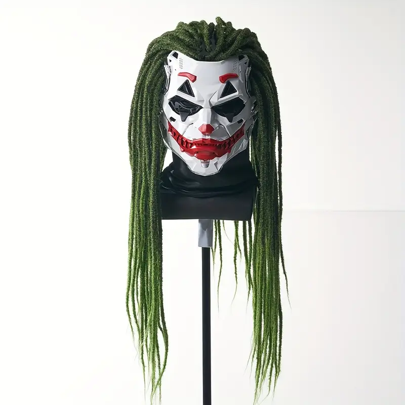 Máscara de Payaso con Trenzas Verdes – Estilo Joker para Halloween miniatura 3