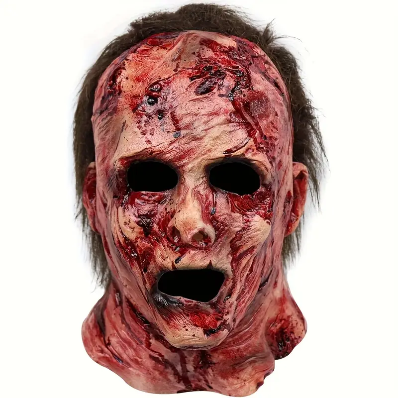 Máscara de Leatherface – La Masacre de Texas 🪓 | Látex Realista con Cabello y Detalles Sangrientos