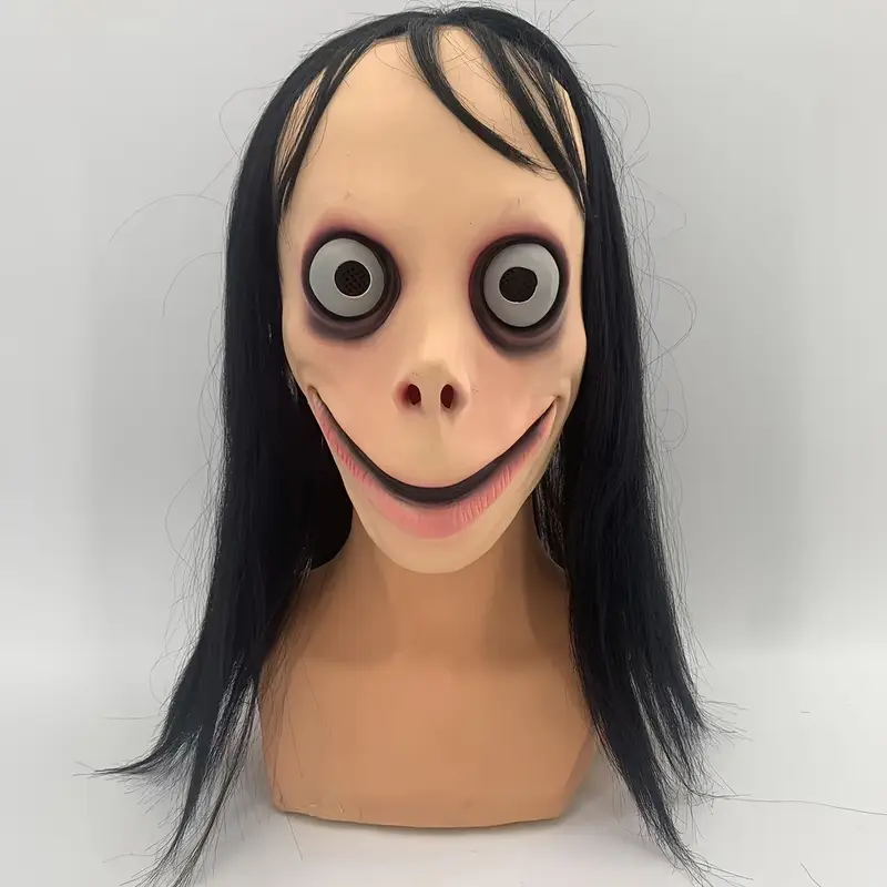 Máscara Momo – Disfraz de Terror con Cabello Largo