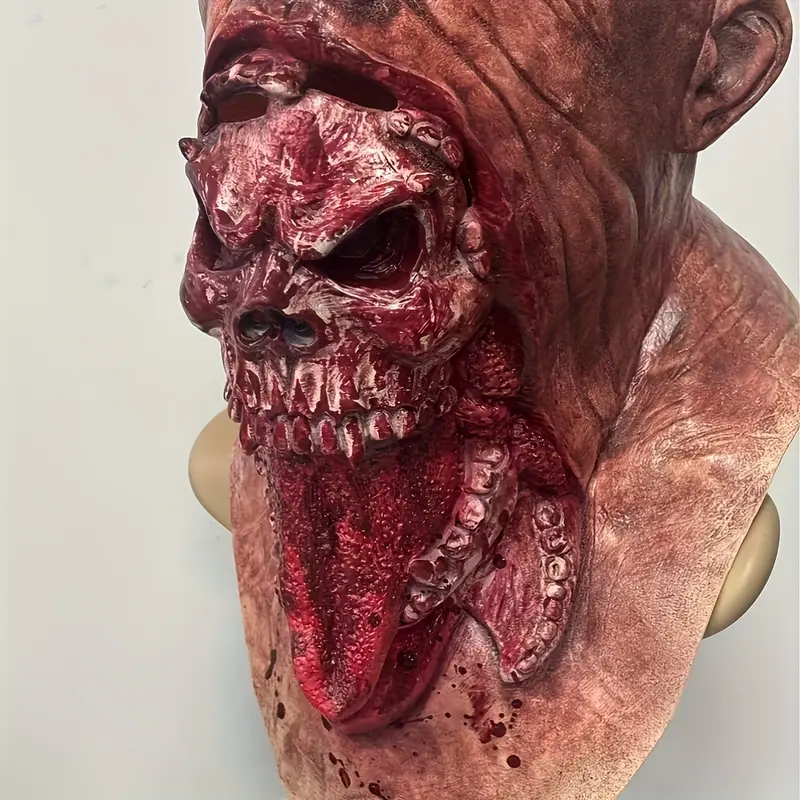 Máscara Realista de Látex Zombie – Terror Sangriento con Mandíbula y Dientes para Halloween miniatura 3