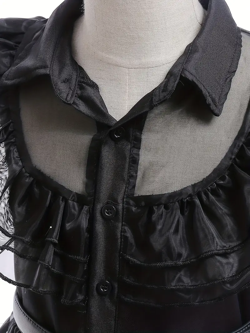 Disfraz de Merlina Addams Niña Estilo Gótico con Accesorios miniatura 3