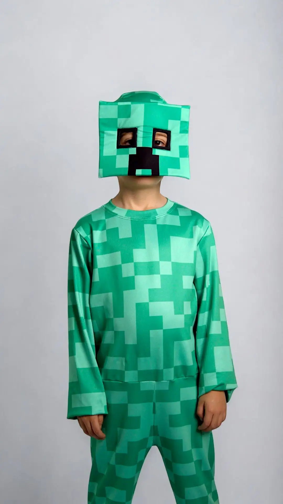 Disfraz de Minecraft Creeper para Niños – Con Máscara y Antifaz