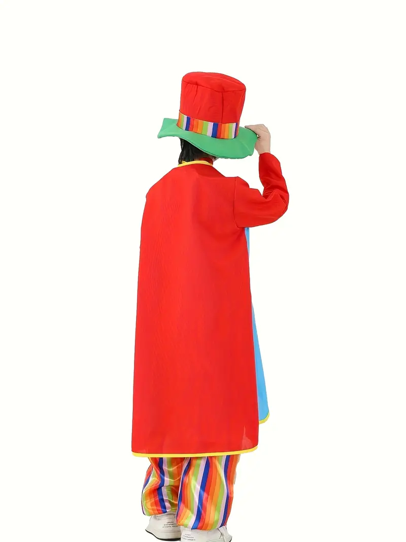 Disfraz de Payaso Arcoíris para Niños – Con Sombrero y Abrigo Largo Multicolor miniatura 2